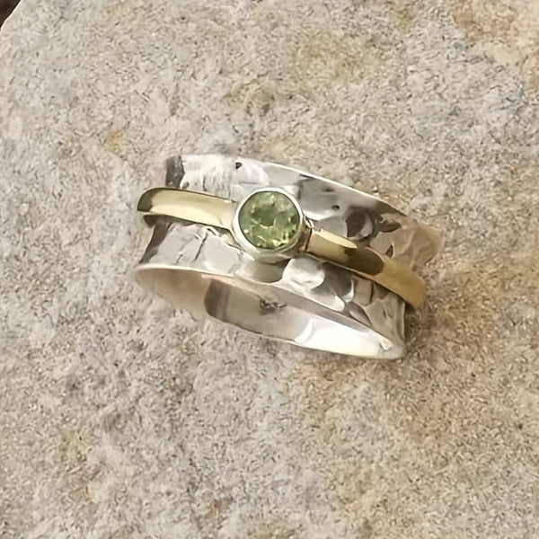 Silver and Gold Rustic Band Ring